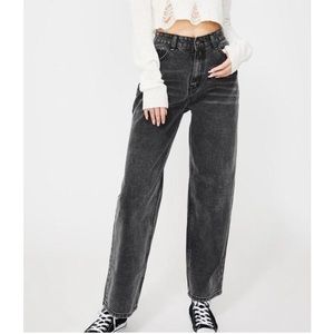 Dolls Kill Black High Waisted Straight Jeans